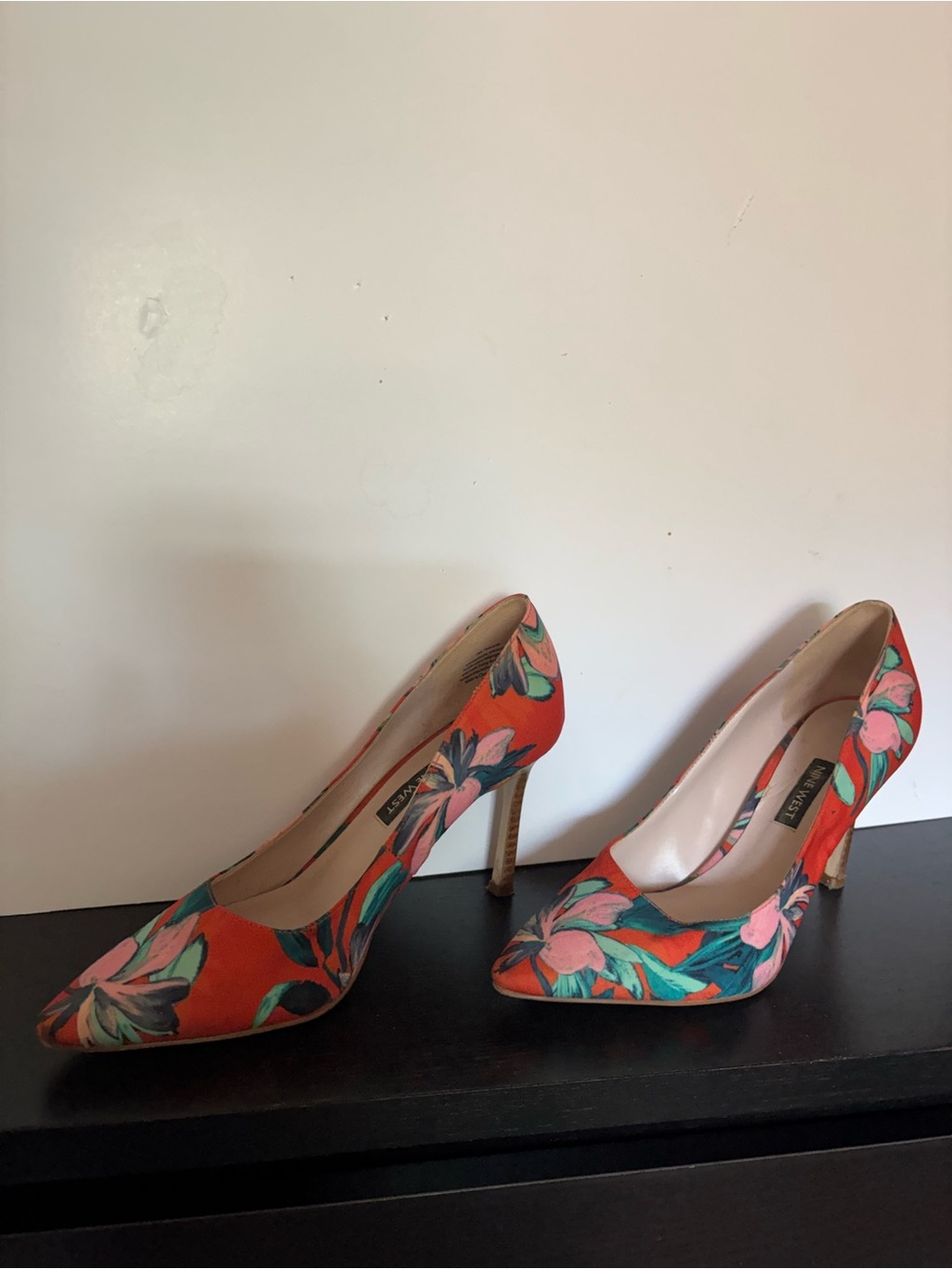 Nine West Orange Floral Pointed-Toe Pumps